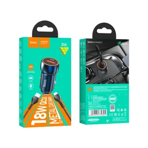 شارژر فندکی هوکو مدل Z46 QC3.0 18W + کابل