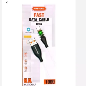 کابل شارژ USB به تایپ سی چراغ دار Firstyou مدل C034