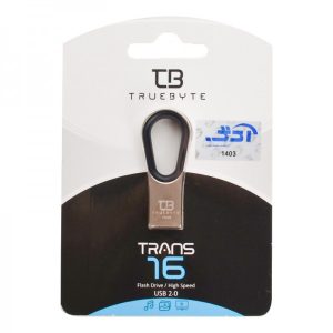 فلش مموری TrueByte مدل Trans ظرفیت 16 گیگابایت با رابط USB 2.0، طراحی سبک و مقاوم، مناسب برای ذخیره و انتقال داده‌های روزمره، با قیمت اقتصادی و عملکرد مطلوب.